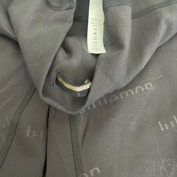 ❌SOLD❌ Lululemon limited edition black leggings with black and gold logo print - Picture 3 of 5
